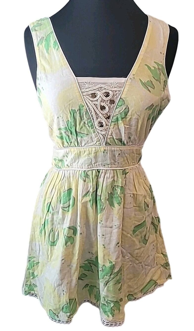 Y2K Vintage Free People Dress Baby Doll 6 Cottage Core Fairy Floral Mini